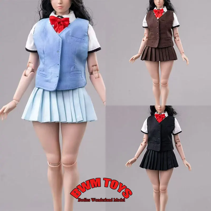

In Stock CTC-011 1/6 Scale Female Soldier Student JK Uniform Slim Shirt Vest Pleated Skirt For 12Inch Action Figure Doll Body