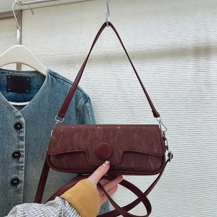 

2025 Niche Women's Underarm Bag, Retro PU Leather Multi-way Shoulder Crossbody Purse, Vintage Quilted Small Square Handbag