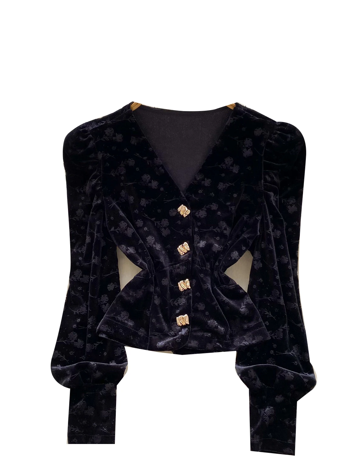 بلوزة ريترو ليليك فيلفيت مطبوعة irt للسيدات للخريف والشتاء للتخسيس على شكل حرف V بلوزة Sve قابلة للتنفس ومتعددة الاستخدامات