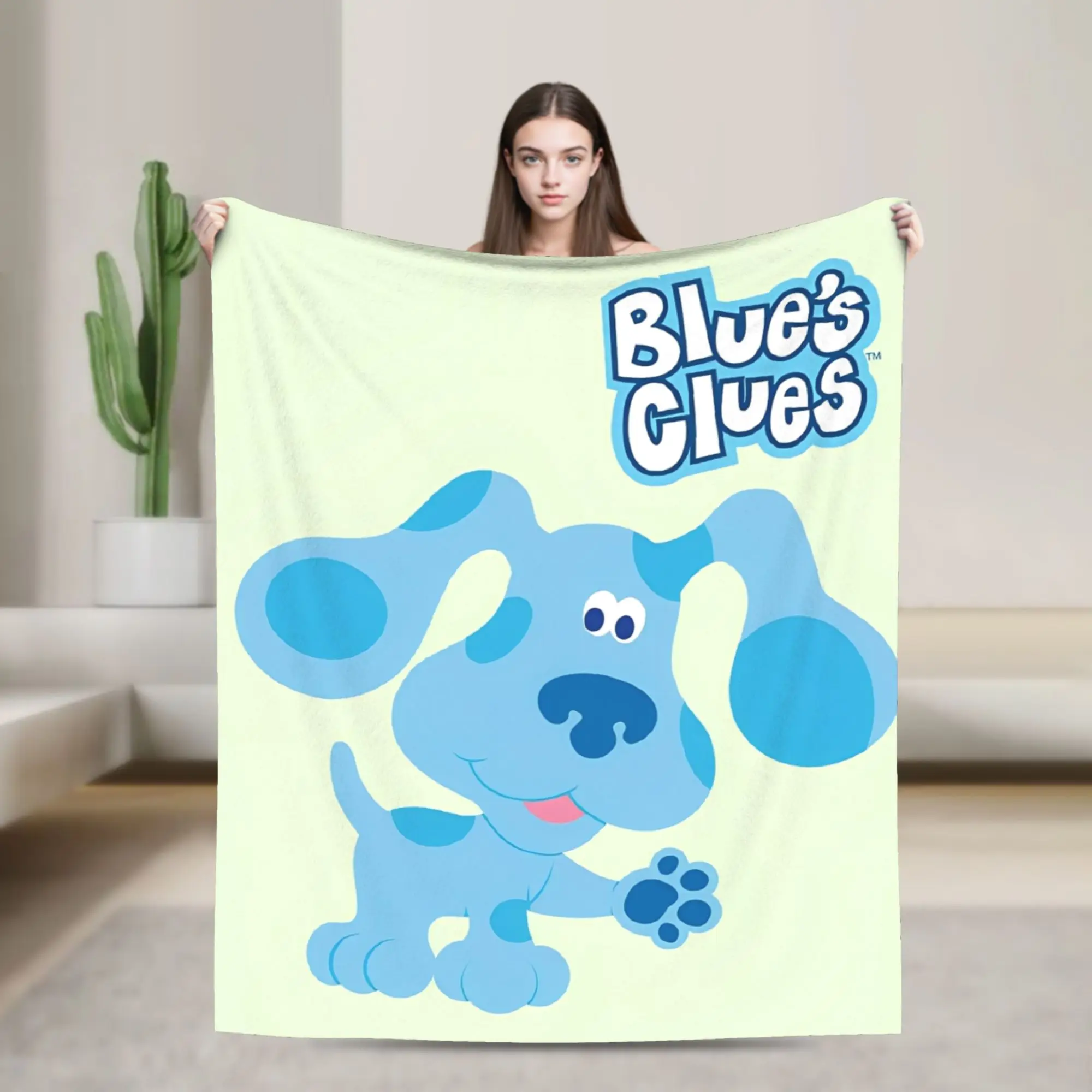 

Super Soft BlueClue cartoon Throw Blanket Premium Flannel Fleece Lightweight Bed Blanket Super Cozy Blankets All Season Use