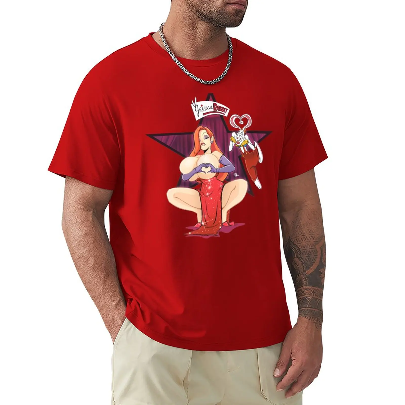 

Jessica rabbit #Boobheartchallenge T-Shirt tops custom t shirt heavy weight t shirts for men