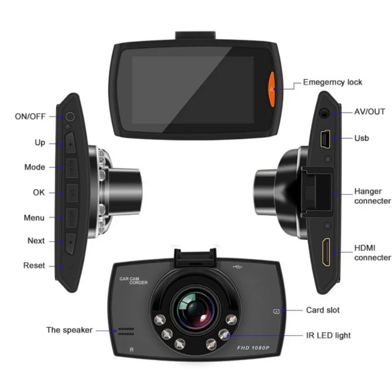 Full HD DVR dashboard camera, 1080P tachograph, driving recorder, cycle recording, night vision, wide Angle camera, G30