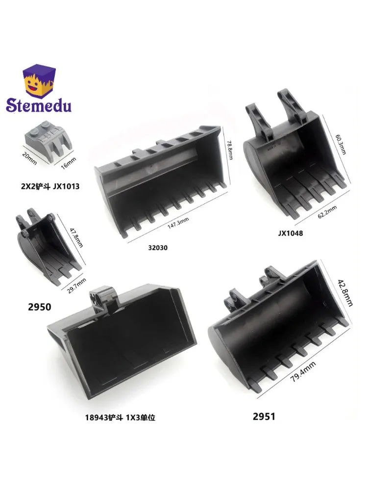 Série de seau technique blocs de construction noirs pelle seau Scooper pièces 15265 2951 2950 24120 32030 Compatible avec legoeds