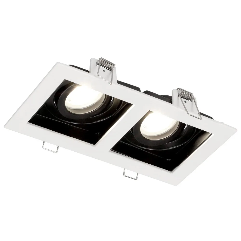 JOYINLED Square Double Ring LED Downlight Adjustable Recessed Frame GU10 MR16 Bulb Holder Spot Lamp Bracket Fixture for decor