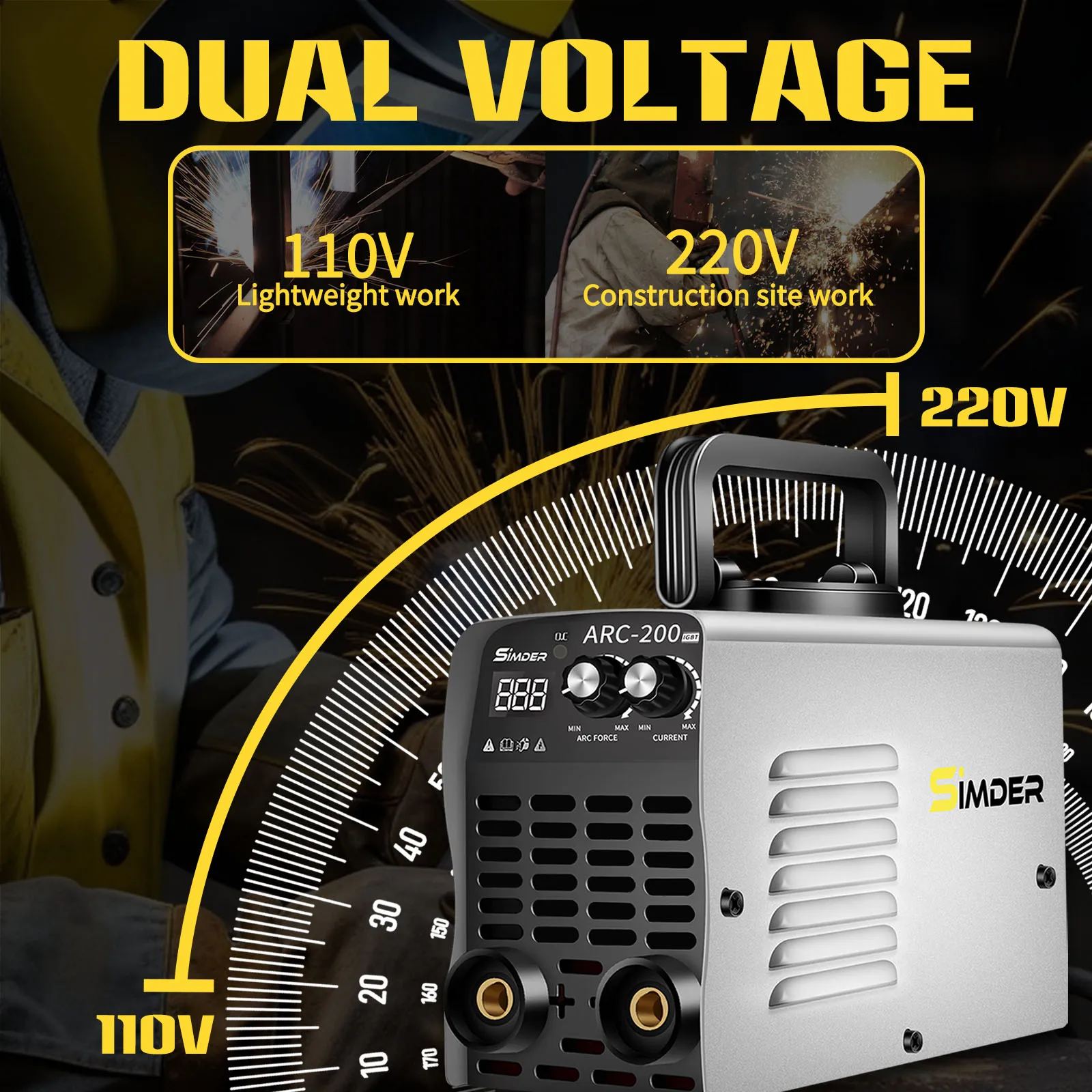 SSIMDER Mini Stick saldatore 110V/220V ARC200 bastone portatile MMA saldatrice ad arco 50/60HZ IGBT Inverter saldatrice digitale D