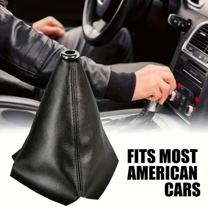 Gear Shift Dust Cover Black PU Leather Gear Shift Lever Dust Boot Universal For Most Cars Business Style Simple Car Accessory