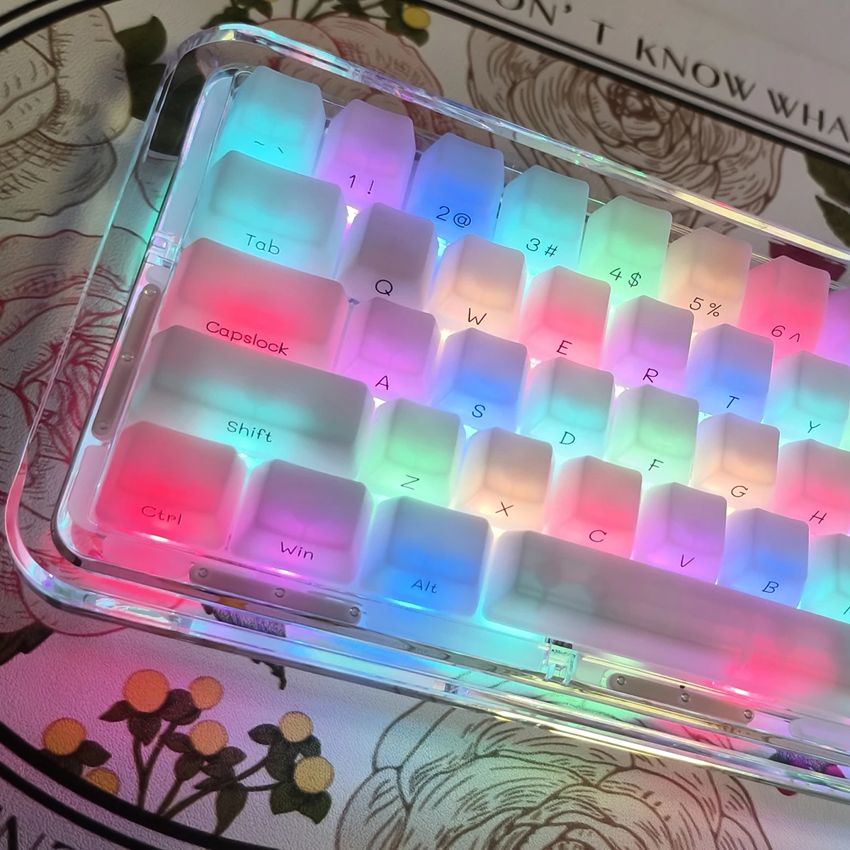 idobao ABS Keycap Set 130Keys White Marble Keycaps Ice Translucent Keycap Side Print Keycap for Mechanical Keyboard OEM Keycap