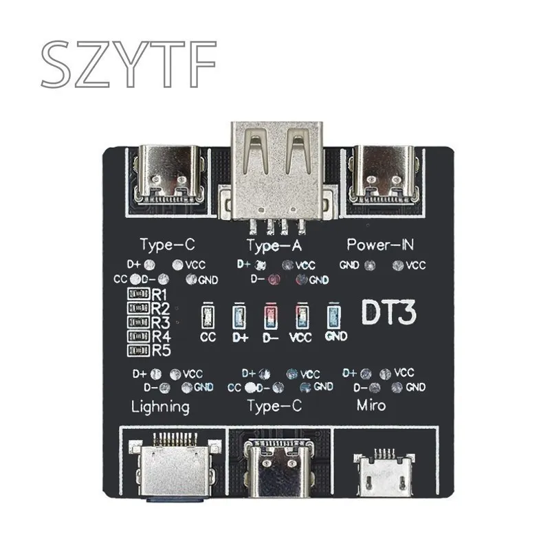 DT3 Carte de détection de câble de données Testeur de câble USB Pour iOS Android Type-C Court-Circuit On-Off Commutation Test Board Outil