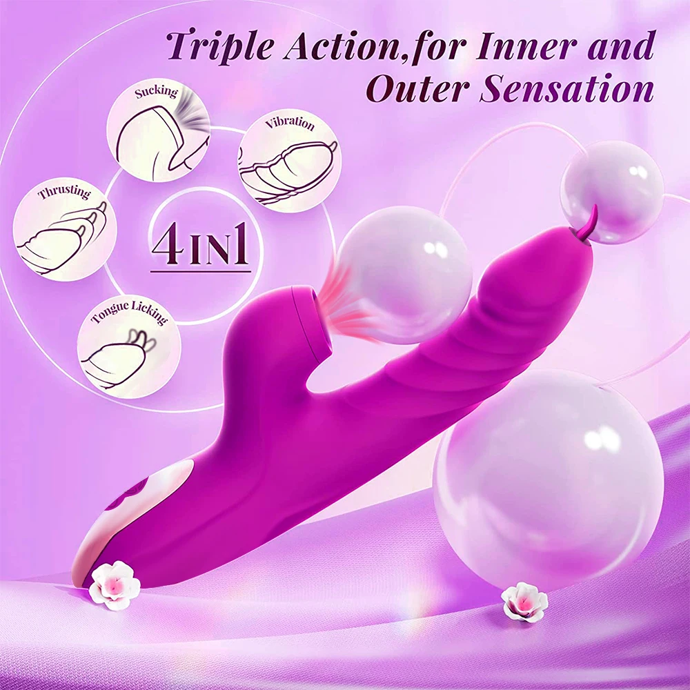 Powerful Vibrator Thrusting Dildo for Women Clitoris Sucker Vacuum Stimulator G Spot Tongue Licking Adult Sex Toy for Women