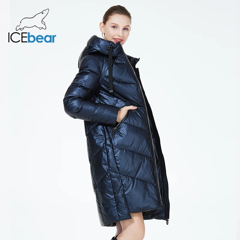 ICEbear 2023 new hooded winter women\'s  jacket fashion casual slim mid-length warm cotton coat brand ladies parkas GWD20302D