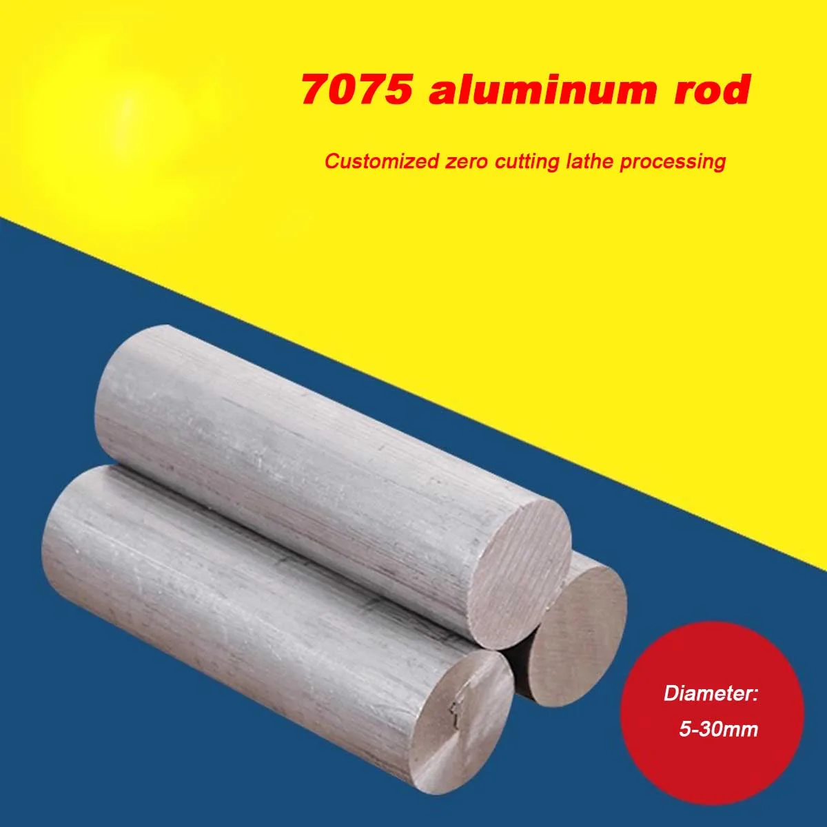 

7075 Solid Super Hard Aluminum Round Rod /Diameter 5 /6 /8mm Processing Zero Cutting Length:500 Mm