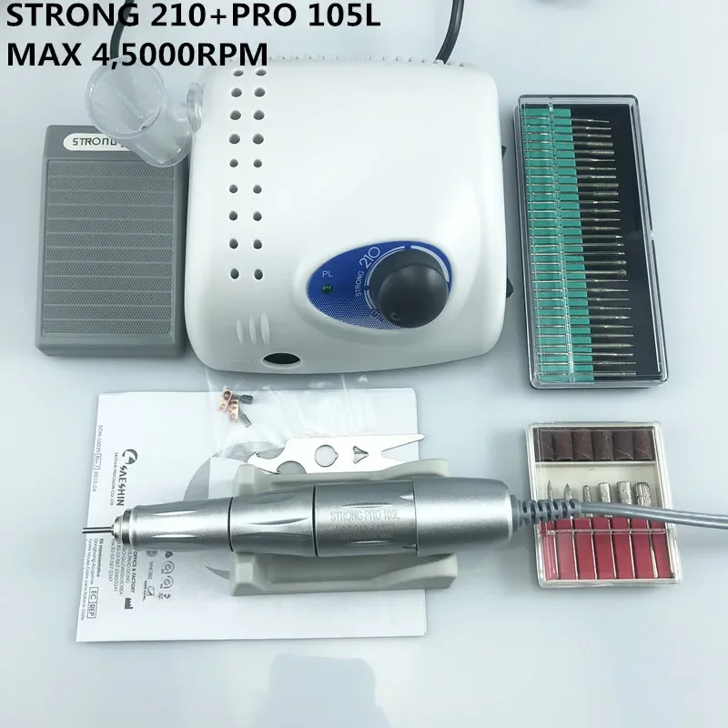 45000rpm SILVER Handpiece STRONG 210 PRO 105 105L Dental Lab BTLAAOVE Micromotor saeshin 210 Polishing High speed Handpiece CE