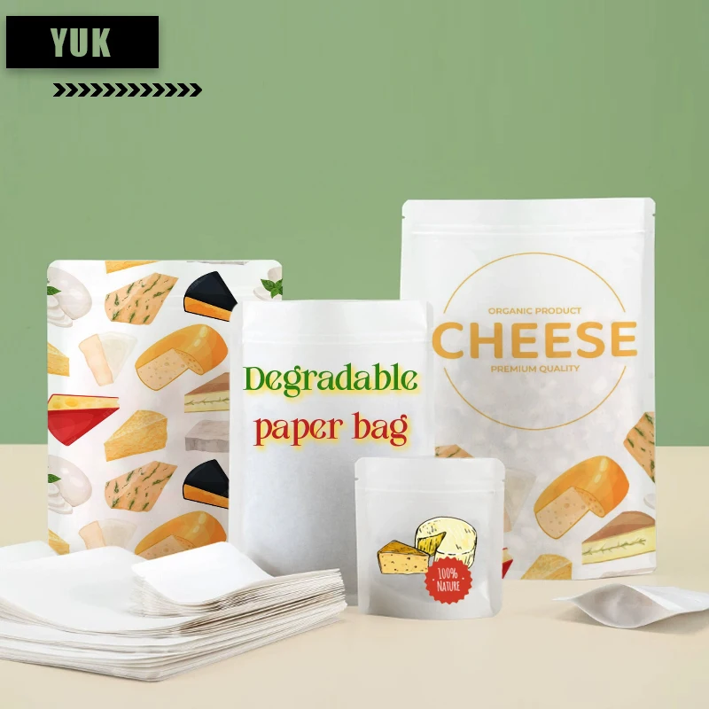 

Customized Degradable Kraft PaperZipper Bags, Tea Storage Sealing Food Composite Stand Up Bags