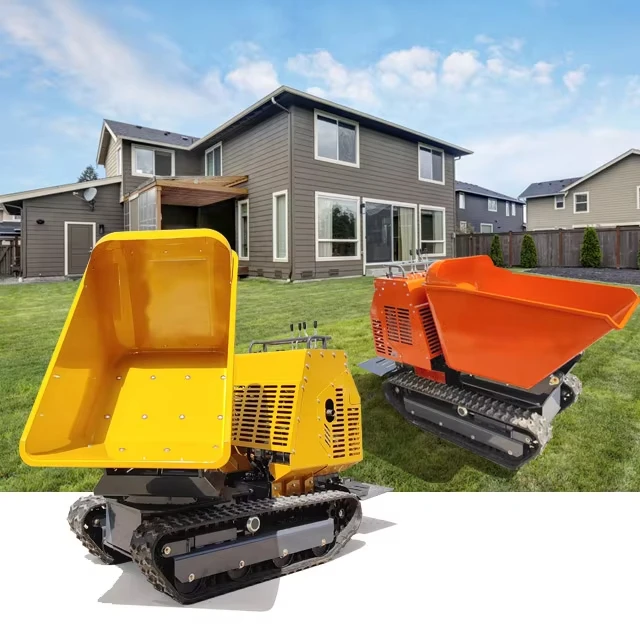 Mini-Dumper, Raupe, kleiner Gummi-Raupen-Transportwagen, Mini-Raupen-Dumper, drehbar, Heben, 1200 kg, mit CE-EPA-Motor