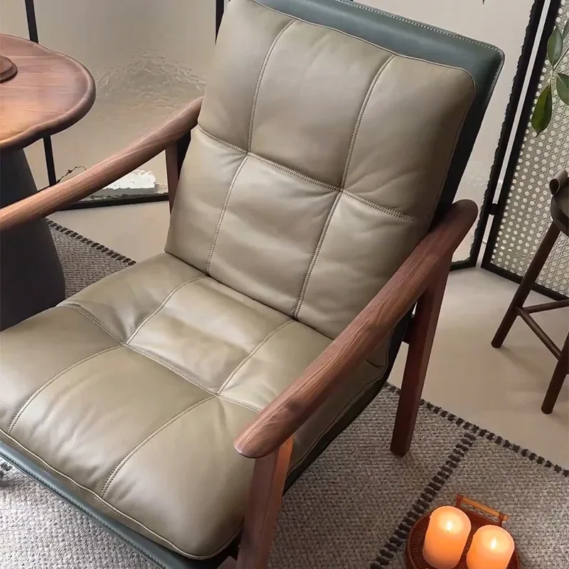 

Walnut, first layer cowhide, sofa chair, lazy, armchair, single, creative, home, leisure