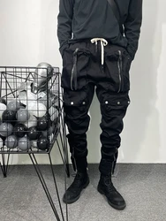 Owen Seak Men Casual Harem Pants Gothic Men Clothing Cargo High Street Sweatpants Autumn Men Calf-Length Pant Black Pants