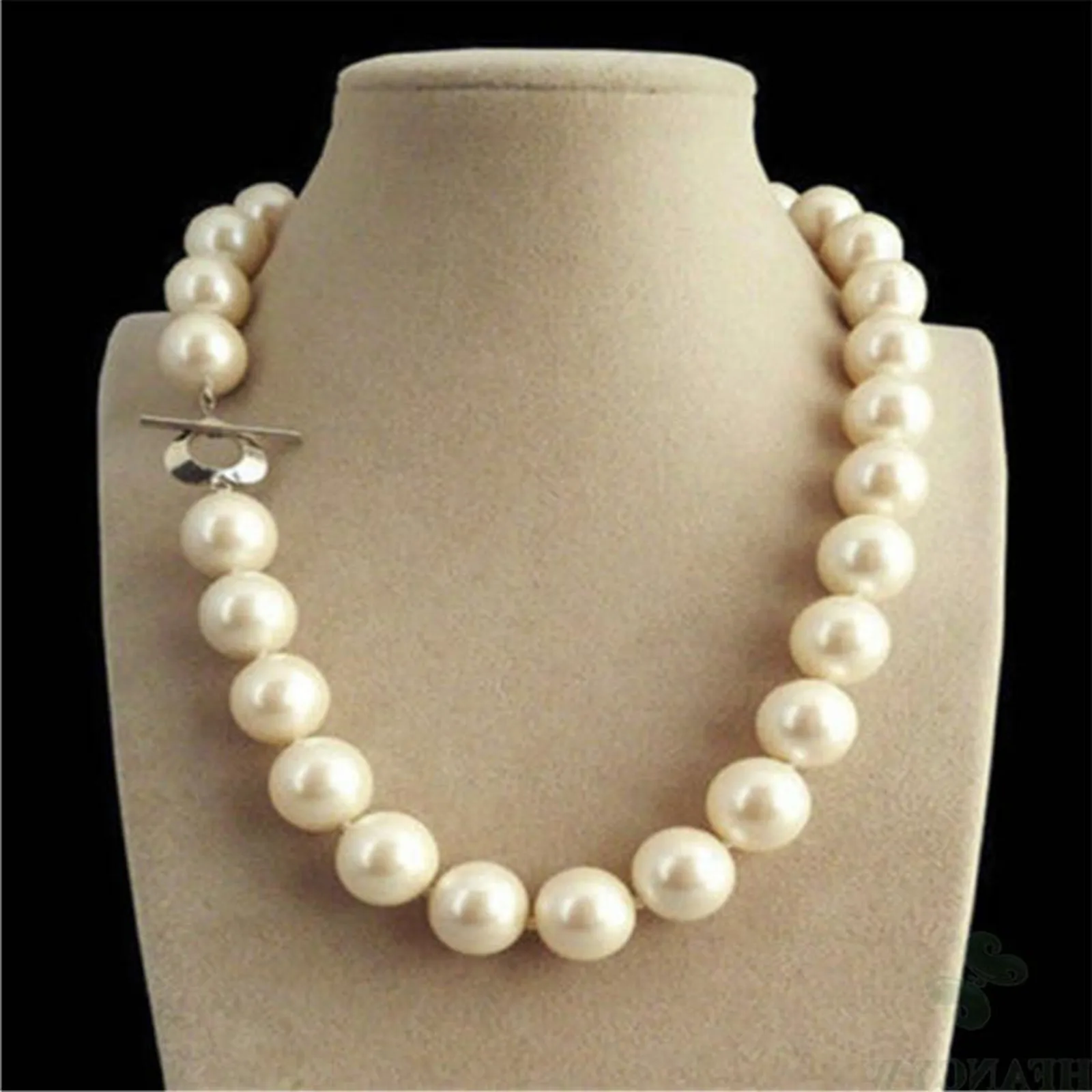 Hand knotted classic wedding necklace 14mm white shell pearl fashion jewelry 18inch