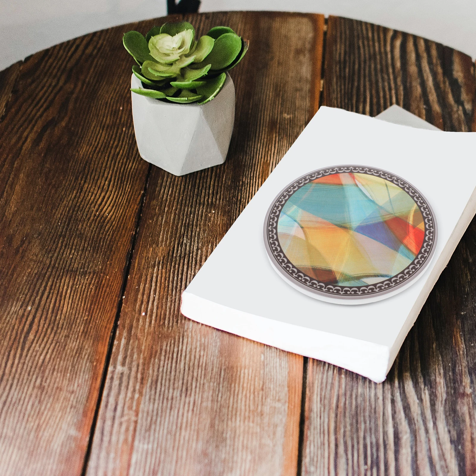 

Bohemian Ceramic Cup Coaster Moroccan Pattern Cork Insulated Drink Mat Decorative Tabletop Cup Accessories Drink Coaster