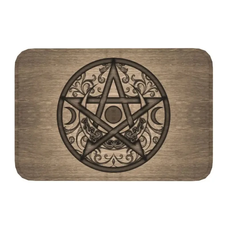 Goth Triple Moon Carpet Anti-Slip Entrance Doormat Mat Pentagram Pagan Wiccan Goddess Home Bathroom Kitchen Footpad Balcony Rug