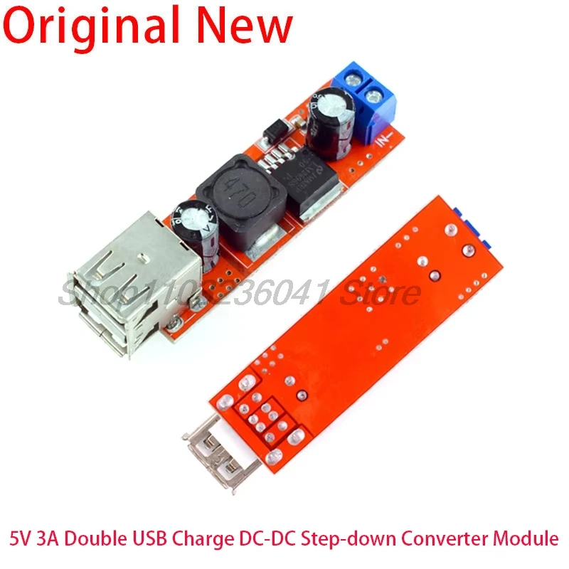 1piece DC 6V-40V To 5V 3A Double USB Charge DC-DC Step-down Converter Module For Vehicle Charger LM2596 Dual USB