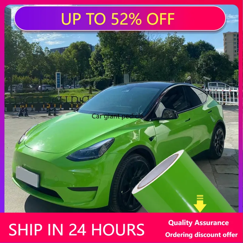 Gloss Lime Green  Car Wrap Film Auto Plastic  Auto Plastic Assurance Air passage pattern Stickers Covering Foil Air