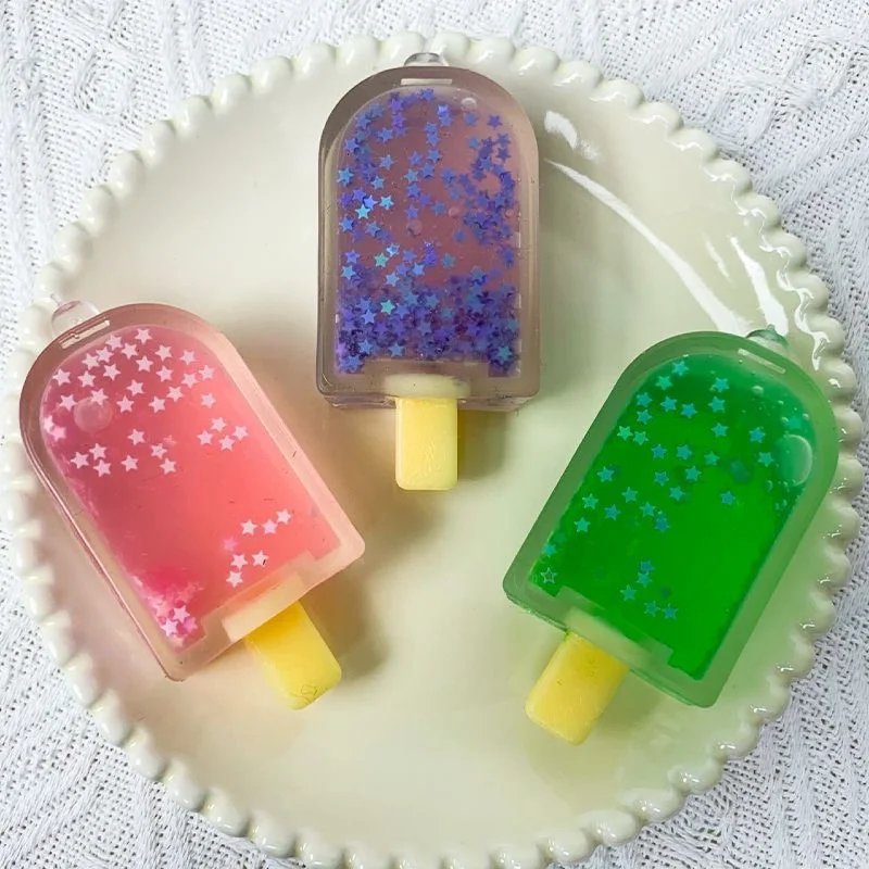2025 Mochi Taba Squishy Glitter Popsicle Stick Fluffy Ice Cream Fidget Kids Stress Relief Vent Toys Toy Candy Pudding Gift