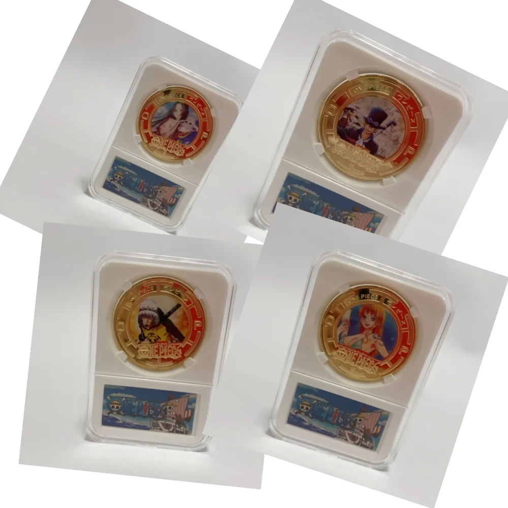 

New One Piece Anime Character Commemorative Gold Coin Badge Collection Display Acrylic Case Included Peripheral Memorabilia Gift