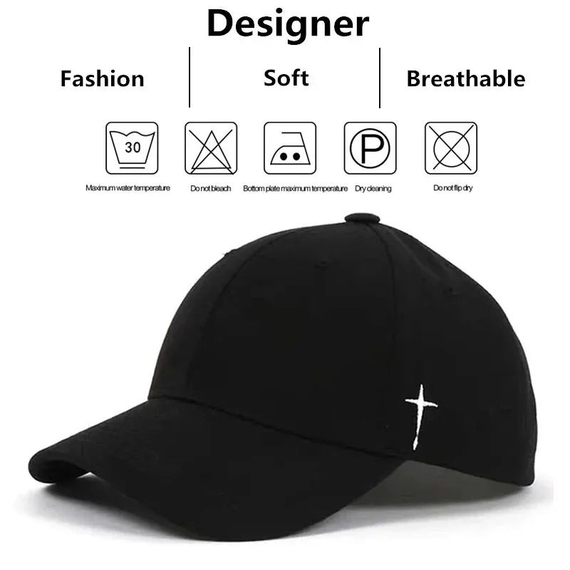 Unisex Simple Cross Water Drop Embroidery Baseball Caps Spring And Autumn Outdoor Adjustable Casual Hat Sunscreen Hat - Image 6