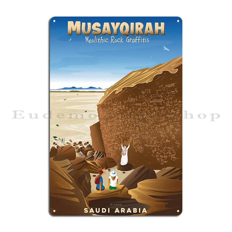 Petroglyphs Musayqirah Tourist And Archaeological Site In Saudi Arabia Riyadh Metal Plaque Poster Designer Tin Sign Poster