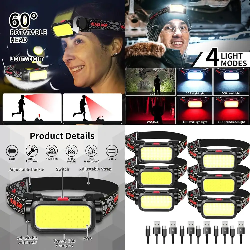

LED Headlamp High Lumens with Motion Sensor Super Bright, 3 Lighting Modes, Digital Display, Rechargeable, Waterproof Head Lamp,