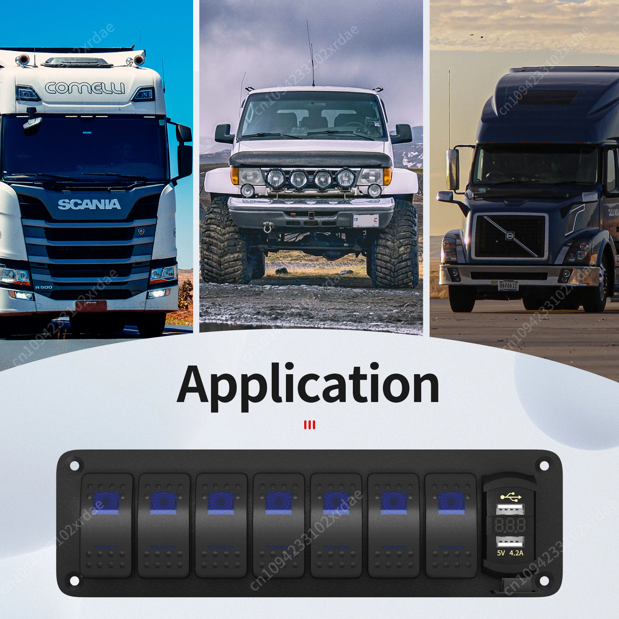 7-бандовая панель кулисного переключателя, водонепроницаемая панель морской лодки 12 В 24 В постоянного тока с USB-зарядным устройством, вольтметр для автомобильного автомобиля