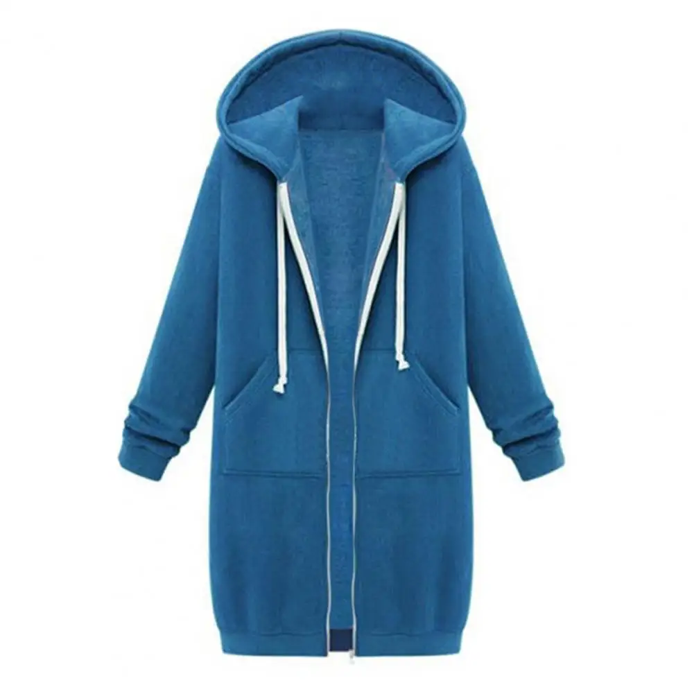 Women Coat Autumn Winter Thicken Hoodies Parkas Loose Hooded Jackets Zipper Pocket Maxi Size Sweatshirt Sports Dresses Outwear