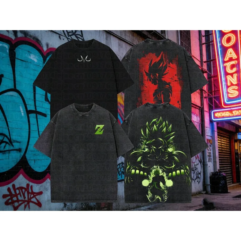 

Футболка мужская Harajuku с принтом аниме Dragon Ball, хлопковая, с коротким рукавом, свободного кроя, повседневная, для спорта и фитнеса