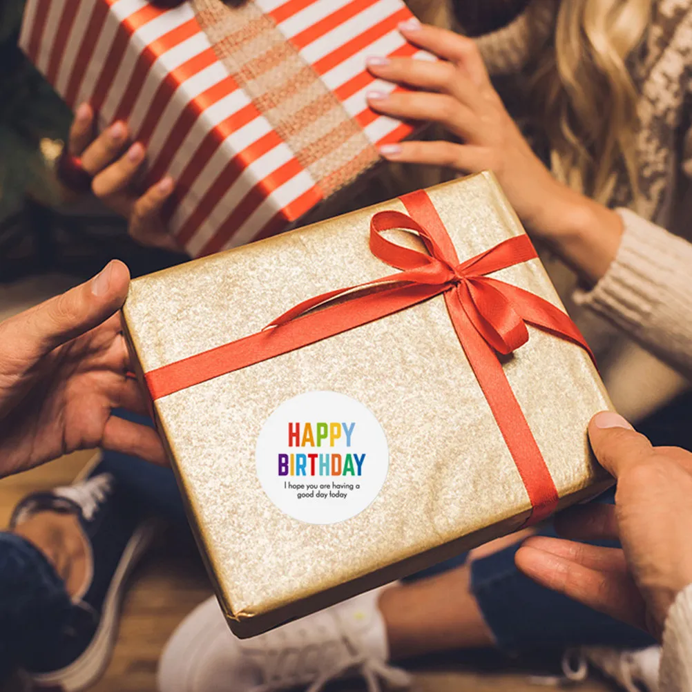 

2 Rolls Happy Birthday Sealing Stickers Self-Adhesive Paper Decorative Label Stickers for Gift Wrapping Envelope Sealing DIY