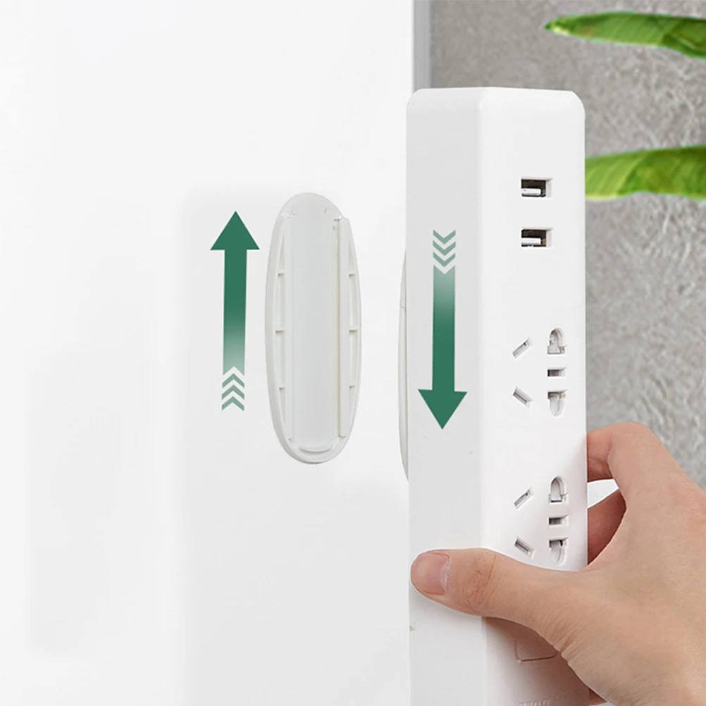 

8pcs Power Holder Adhesive Punch Free Mounting Bracket For Wall Socket Organizer Storage Strip Holder Power Strip Mount
