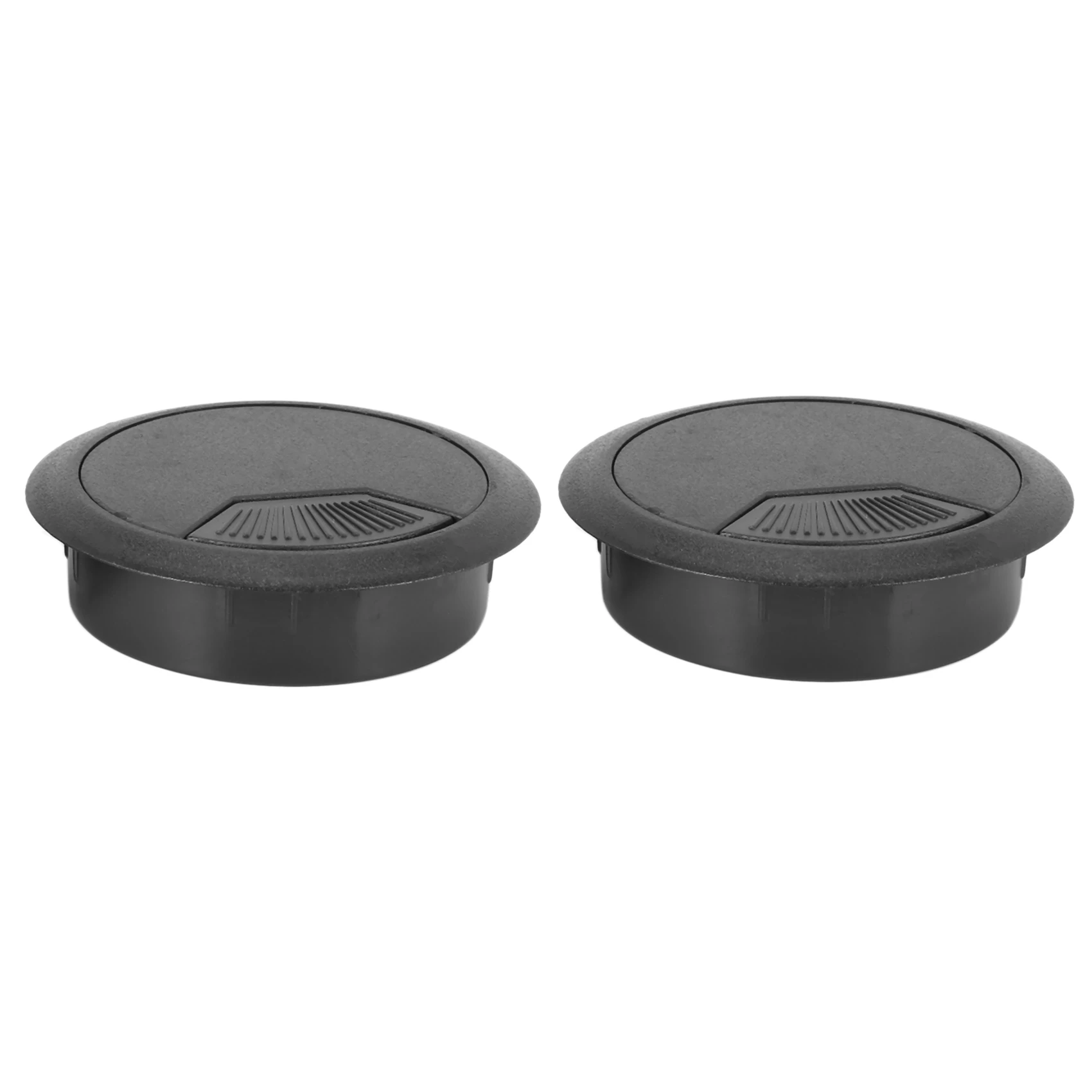 B14C 10 Pcs Round Plastic Computer Desk Cable Grommet Hole Cover 50Mm Black