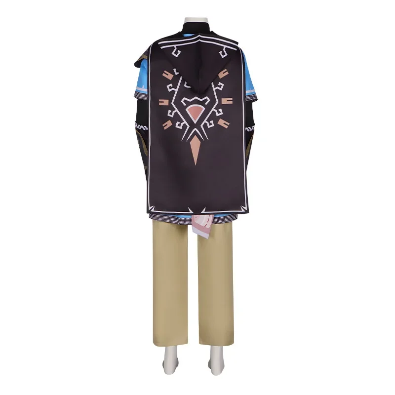 Disfraz de Breath Of The Wild para hombres, traje de Cosplay de Game Link, lágrimas del Reino, ropa de dibujos animados, pelucas amarillas doradas, capa