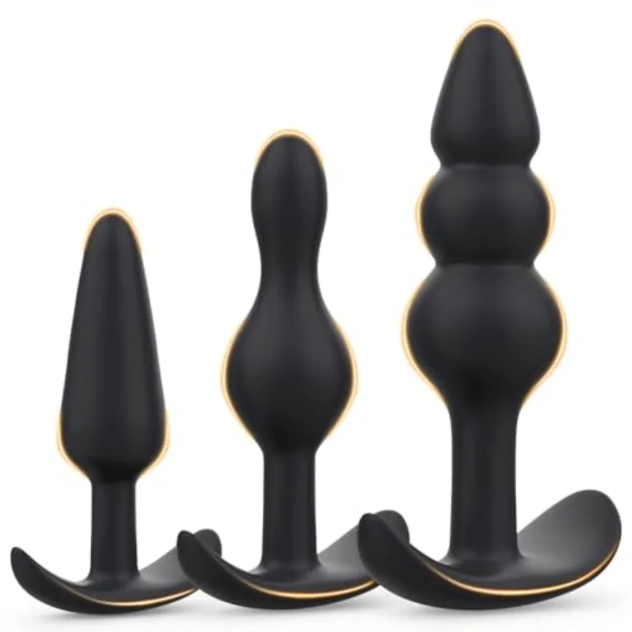 Anal Plug Sex Toys 3PCS Silicone Butt Plug Trainer Kit, Beginners to Advanced Player, Comfortable Long-Term Wear, Anal Beads Pr