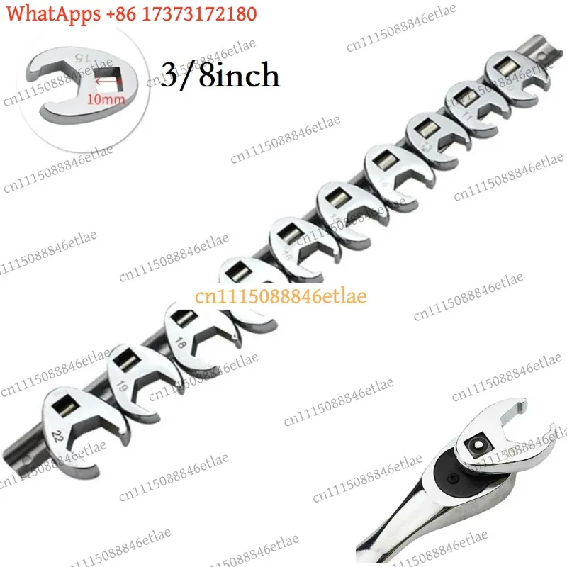 k03 10-Piece 3/8" Drive Interchangeable Head Ratchet Wrench Set, 10-22mm Metric Open-End Spanner Kit for Home Auto Repair Tools view 2