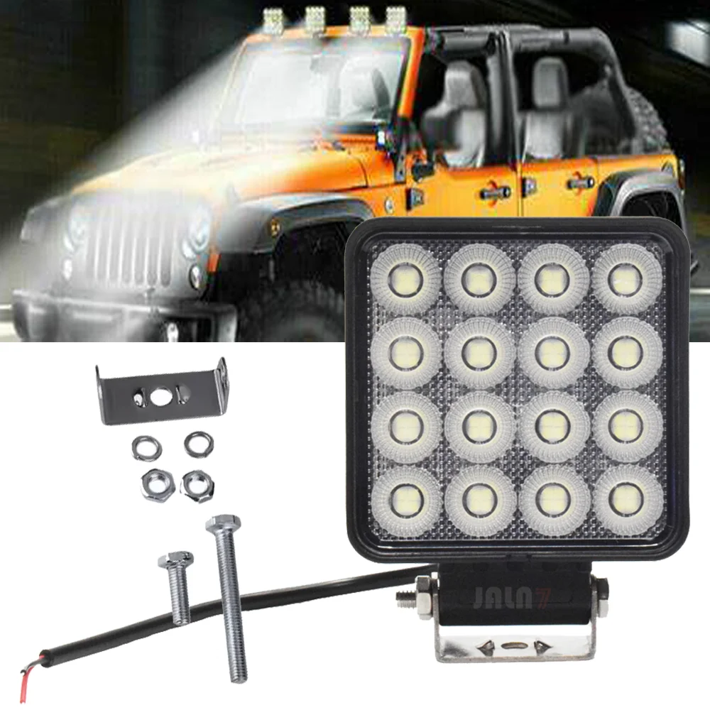 

JALN7 Off road 4 inch LED Flood Light Tractor Heavy Duty Work Lamp Excavator Truck Driving Light 14400LM 96W 12V-30V