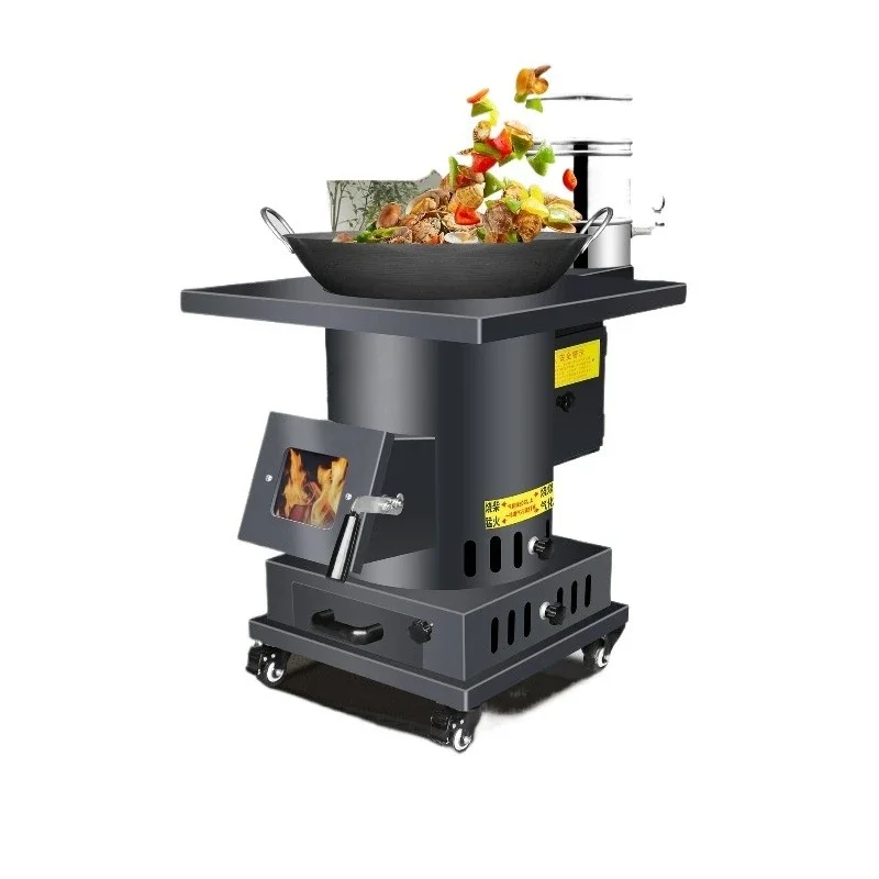 Gasification cooker Indoor smokeless heating stove with thickened cast iron for burning wood and coal in rural households