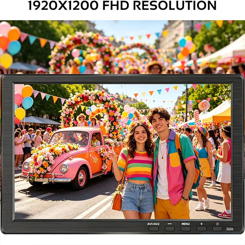 10.1inch Small Monitor Full IPS Screen Portable with Port HDMI VGA BNC AV USB Audio Video Display Laptop Computer PS3 PS4 Xbox