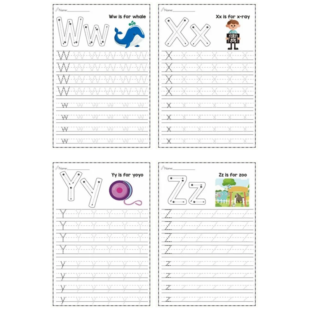 26 Letters Montessori Learning Teaching Aids A-Z Uppercase and Lowercase Test Book Preschool English Learning Writing Workbook