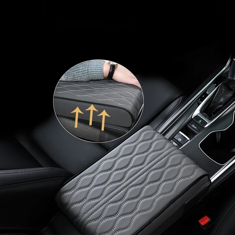 Car Armrest Box Height Pad Water Ripple Leather Memory Foam Height Pad Universal Auto Center Armrest Protective Cushion Support - Image 2