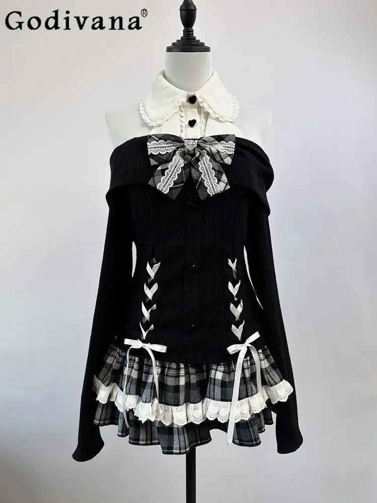 

Y2K Subculture Japanese Original Lolita Landmine Style Set Sweet Cool Girl Winter Long Sleeve Versatile Set