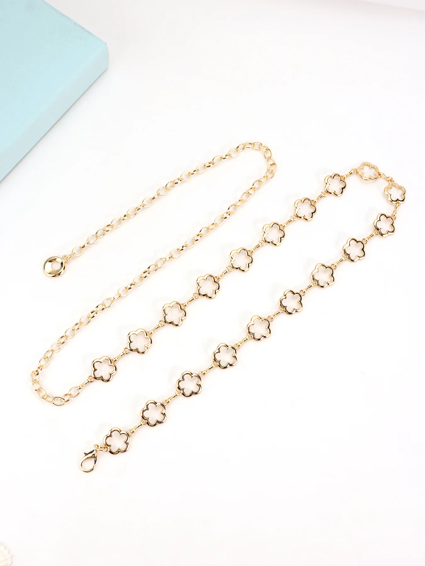 Metall-Blumen-Taillenkette für Damen, Modischer Gürtel, Dekorative Kette, Taillenbetonter Gürtel für Kleider, Ganzjahres-Accessoire – Detail 5