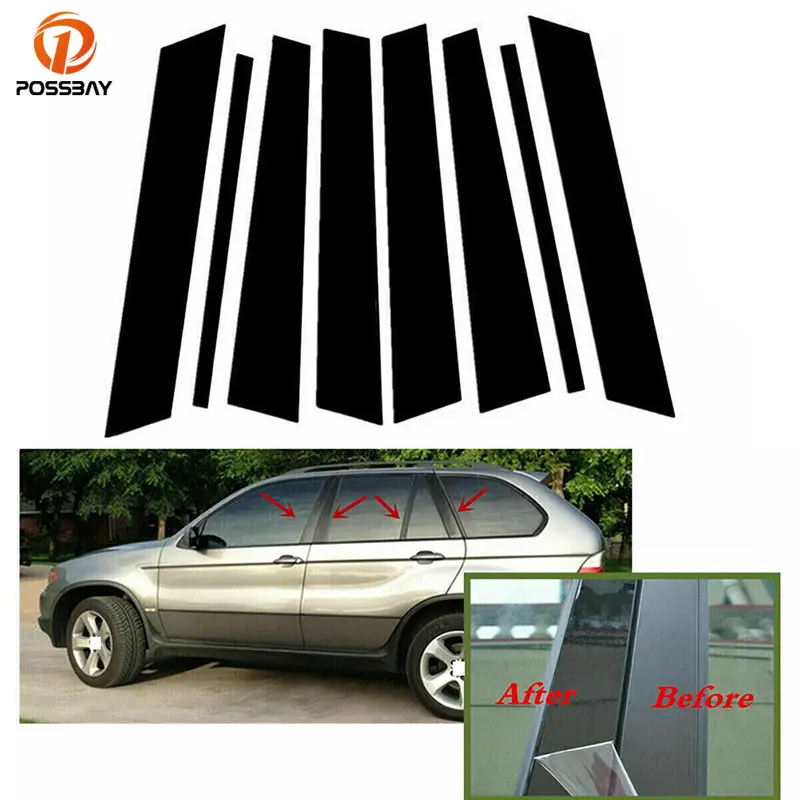 for BMW X5 E53 2000 2001 2002 2003 2004 2005 2006 Door Window Decoration Trim Pillar Posts Cover Kits Styling Stickers Decor