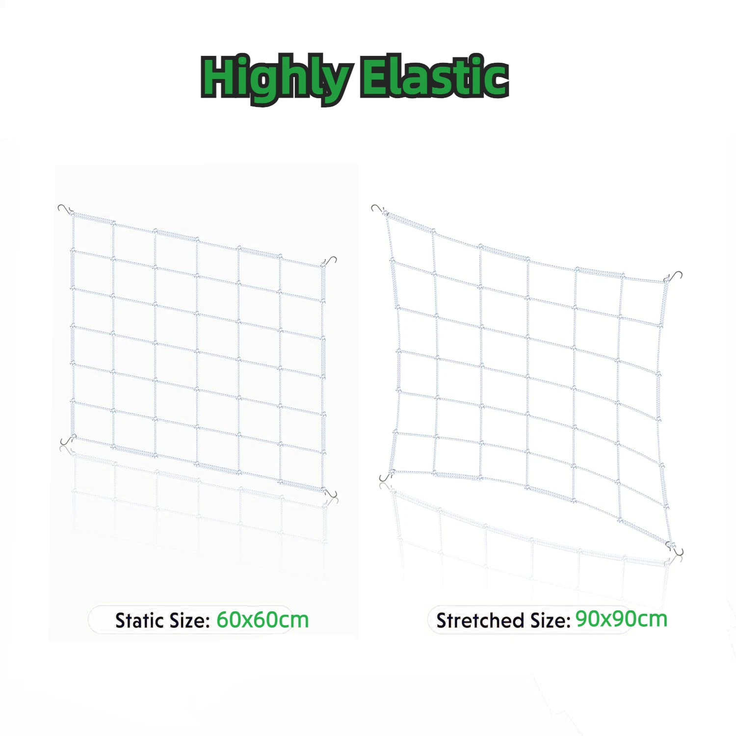 4'' Mesh Trellis Netting  for Grow Tents Plant Support Elastic ScrOG/ LST/ HST Net with Hooks Grow Box Kit Low Stress Training