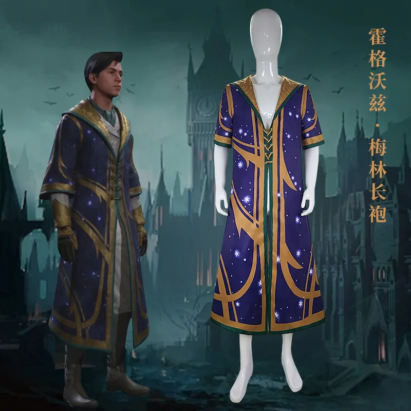 Nuevo Hogwarts Legacy Merlin mago capa bata disfraz Cosplay
