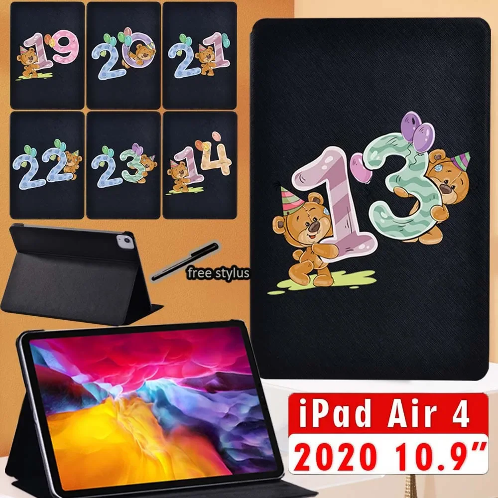 

Cute Initial Digital Pattern Ipad Case for Air 4 2020 10.9 Leather Foldable Stand Case for ipad air 4 10.9 Inch Tablet Cover